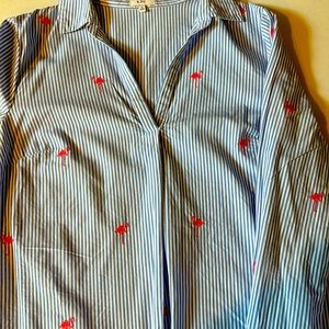 Hot pink Flamingo blue stripe medium tunic